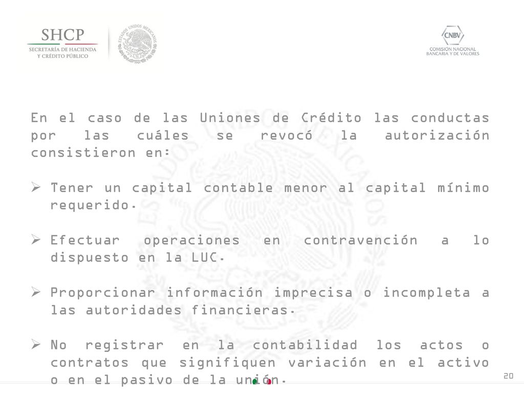 Tener un capital contable menor al capital mínimo requerido.