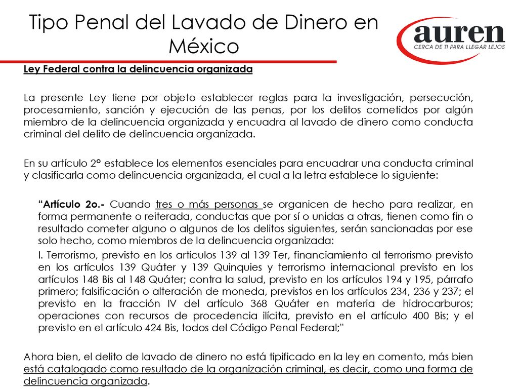 Tipo Penal del Lavado de Dinero en México
