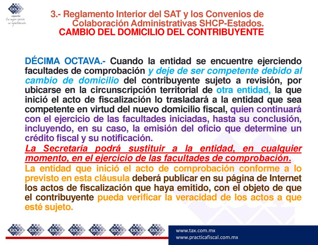 3.- Reglamento Interior del SAT y los Convenios de