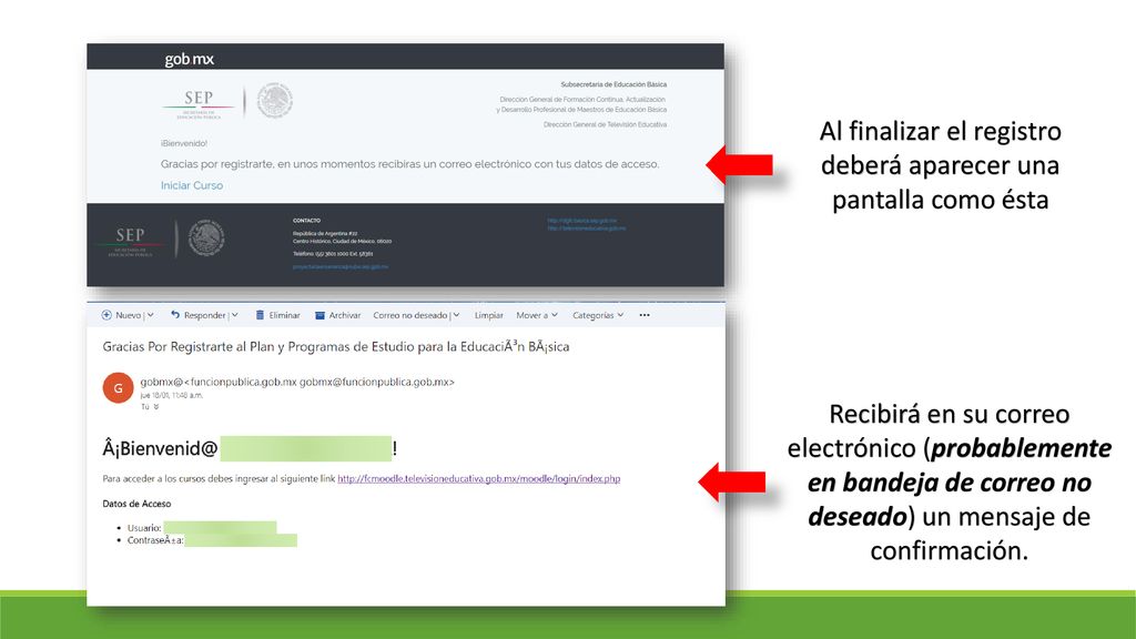 Al finalizar el registro deberá aparecer una pantalla como ésta