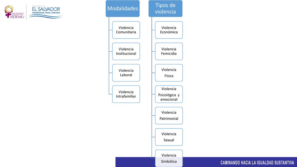 Tipos de violencia Modalidades Violencia Comunitaria