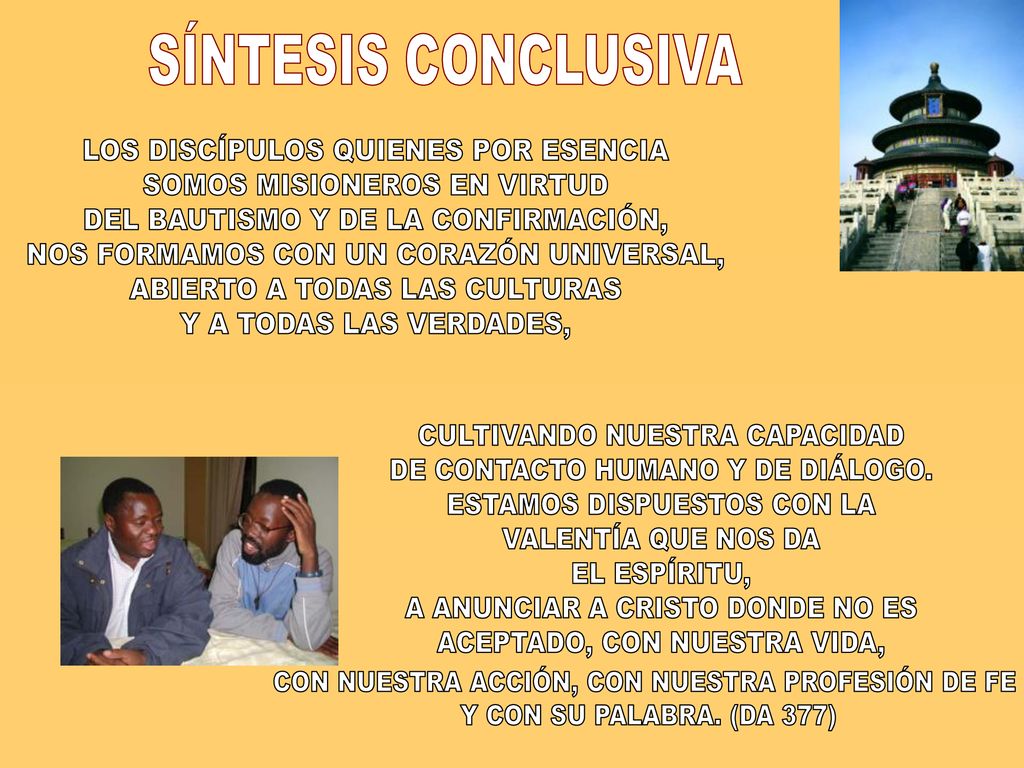 SÍNTESIS CONCLUSIVA CON NUESTRA ACCIÓN, CON NUESTRA PROFESIÓN DE FE