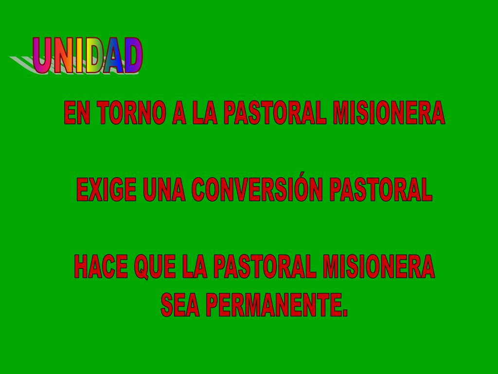UNIDAD EN TORNO A LA PASTORAL MISIONERA EXIGE UNA CONVERSIÓN PASTORAL