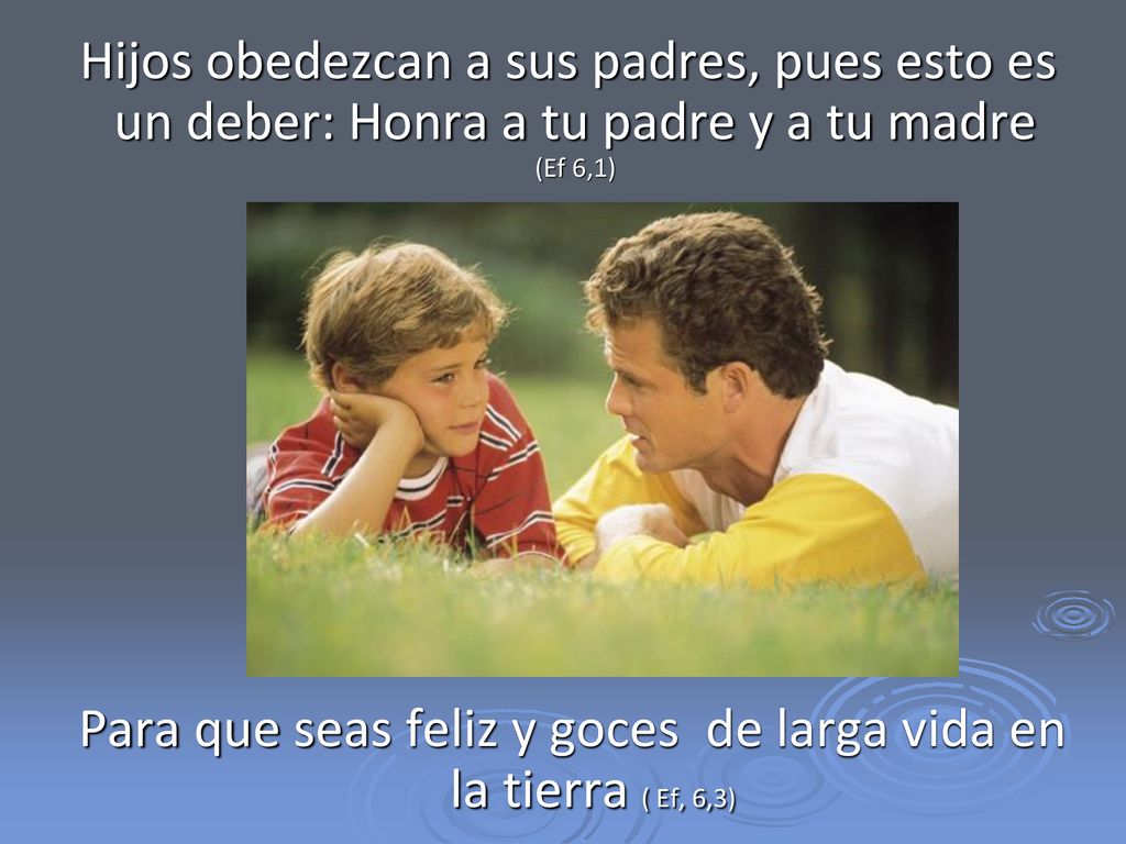 Para que seas feliz y goces de larga vida en la tierra ( Ef, 6,3)