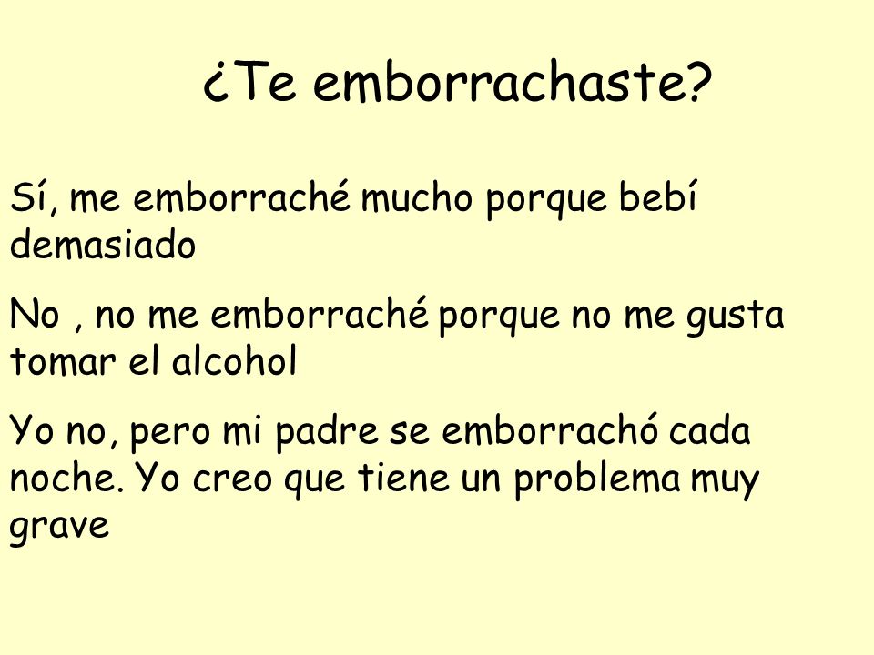 ¿Te emborrachaste Sí, me emborraché mucho porque bebí demasiado