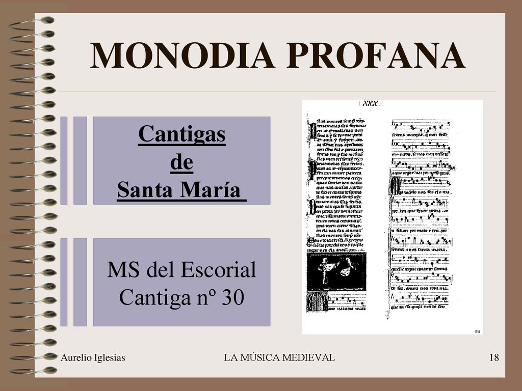 MONODIA PROFANA Cantigas de Santa María MS del Escorial Cantiga nº 30