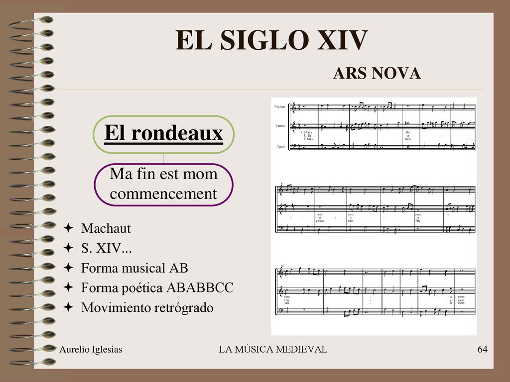 EL SIGLO XIV ARS NOVA El rondeaux Ma fin est mom commencement Machaut