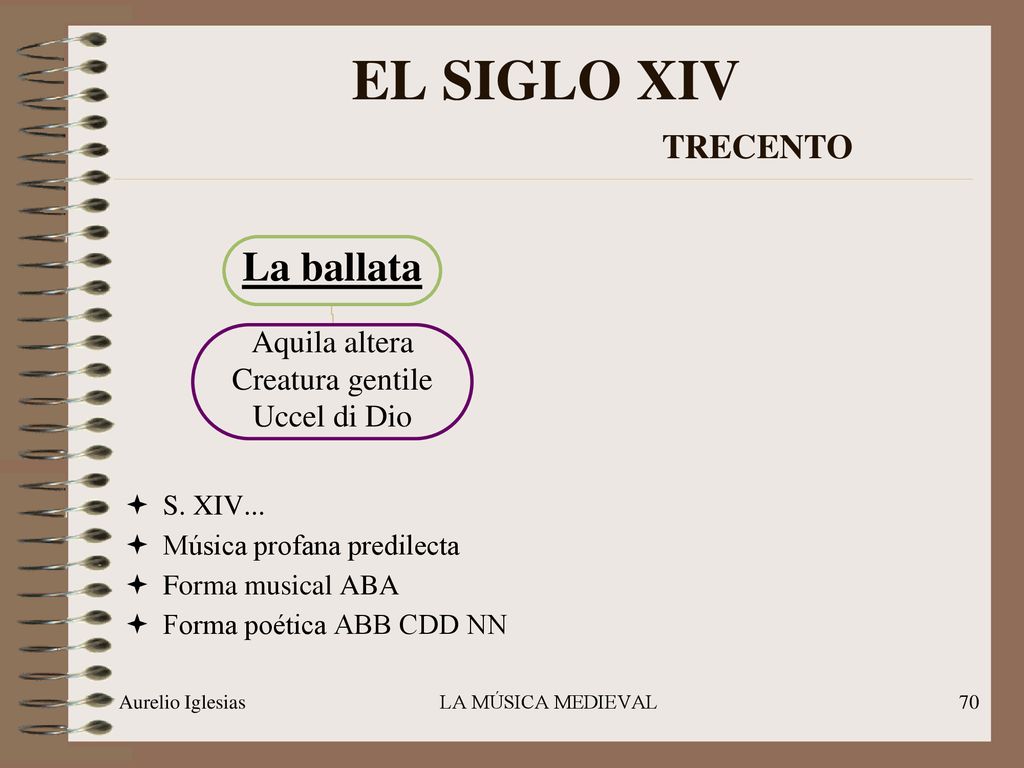 EL SIGLO XIV TRECENTO La ballata Aquila altera Creatura gentile