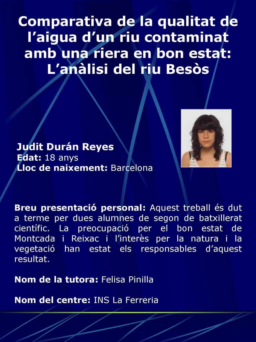 Comparativa de la qualitat de l’aigua d’un riu contaminat amb una riera en bon estat: L’anàlisi del riu Besòs