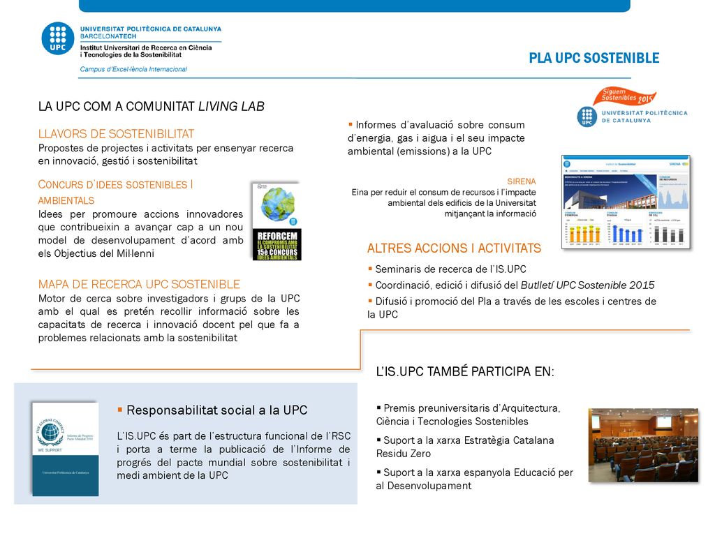 PLA UPC SOSTENIBLE LA UPC COM A COMUNITAT LIVING LAB