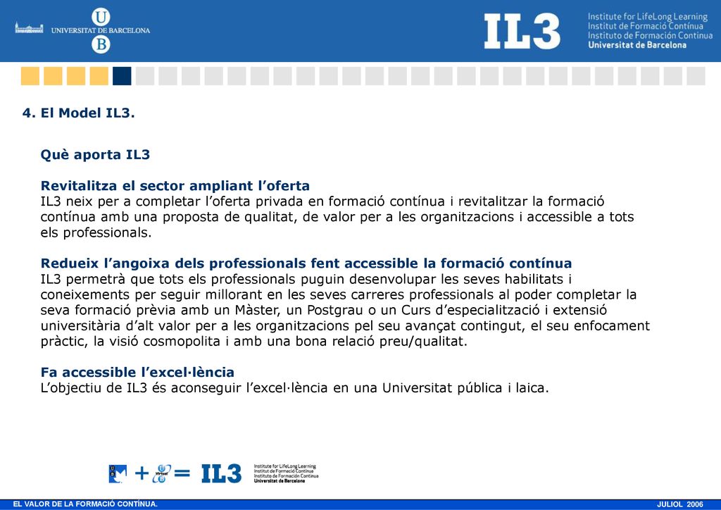 4. El Model IL3. Què aporta IL3. Revitalitza el sector ampliant l’oferta.