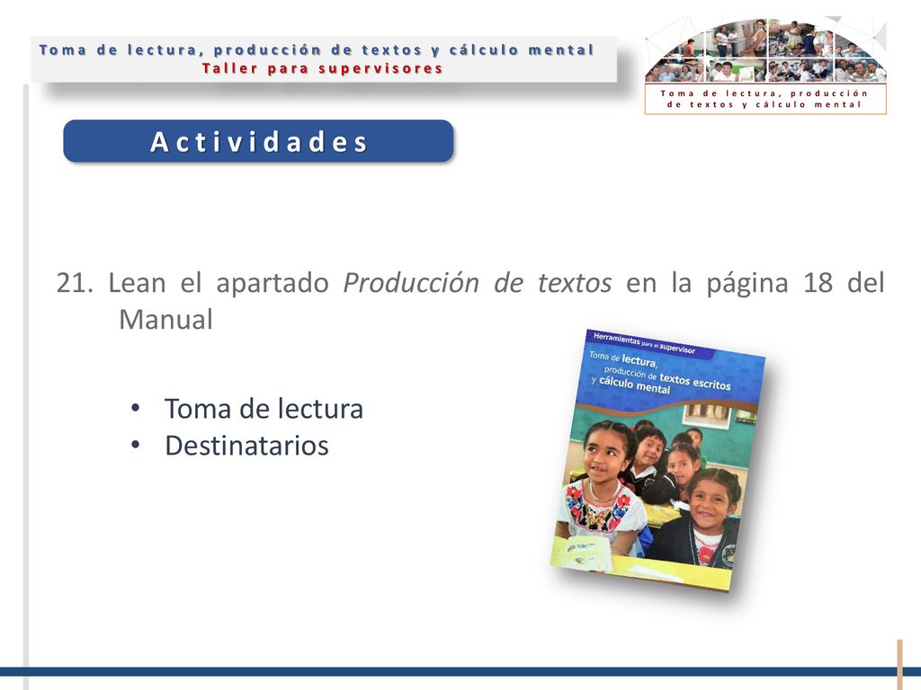 21. Lean el apartado Producción de textos en la página 18 del Manual