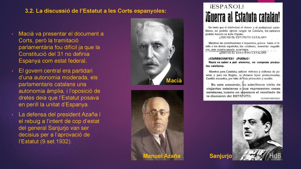 3.2. La discussió de l’Estatut a les Corts espanyoles: