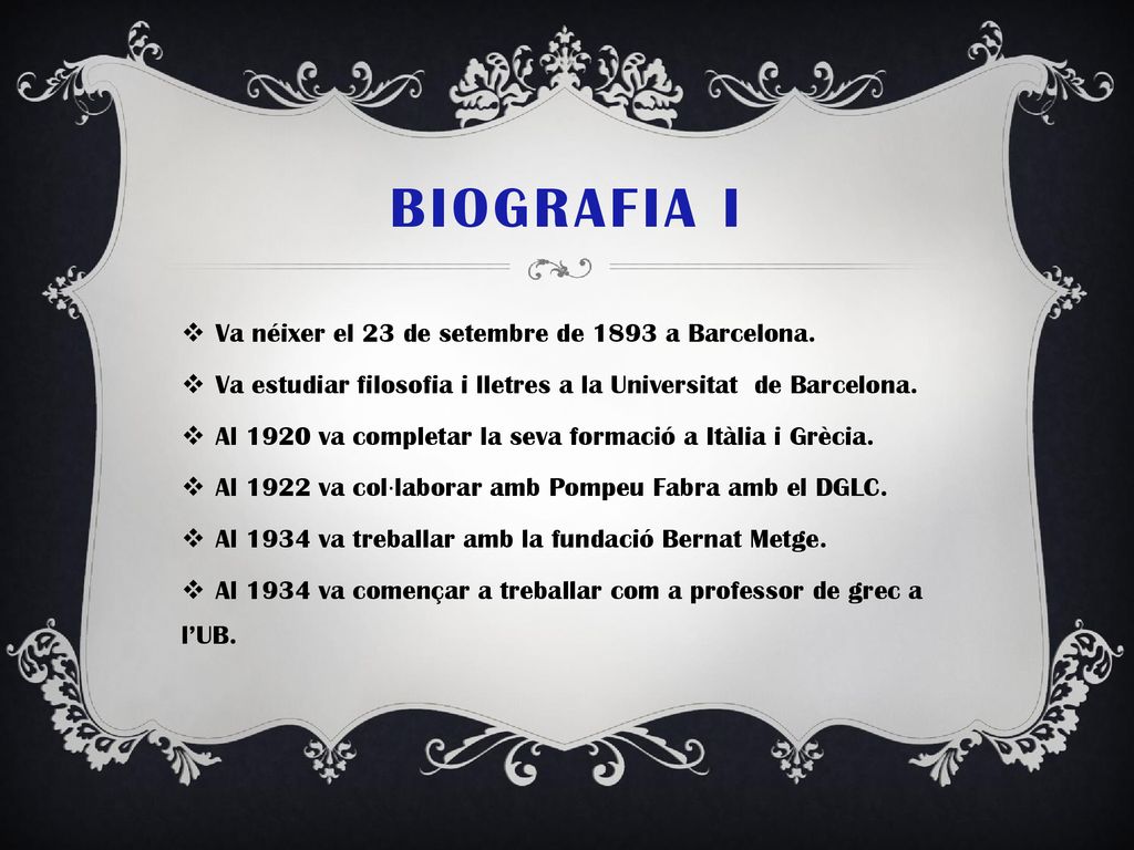 Biografia I Va néixer el 23 de setembre de 1893 a Barcelona.