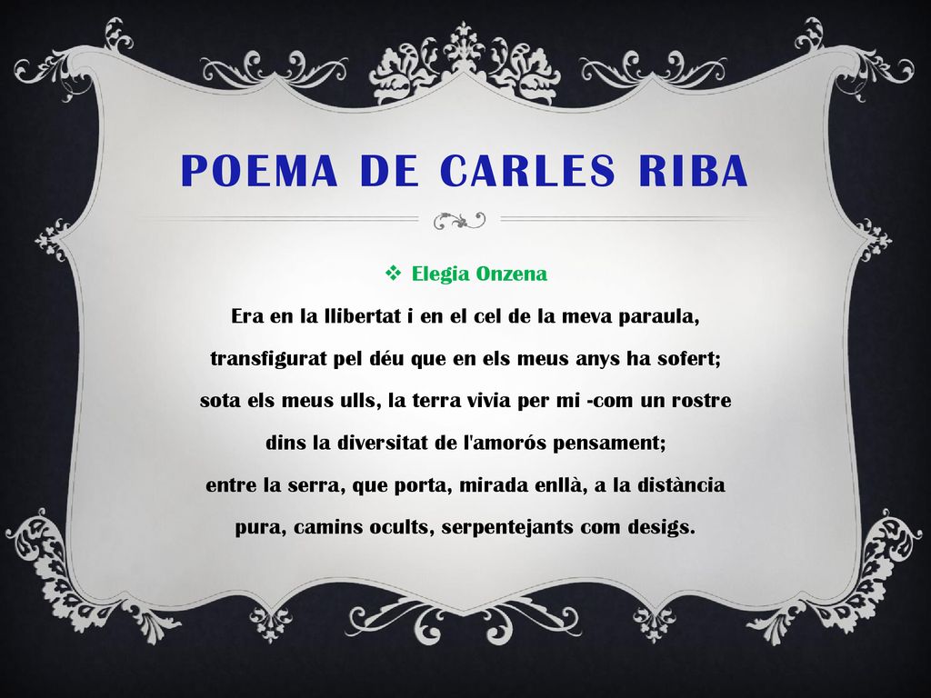 Poema de Carles RIba Elegia Onzena