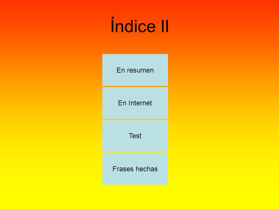 Índice II En resumen En Internet Test Frases hechas