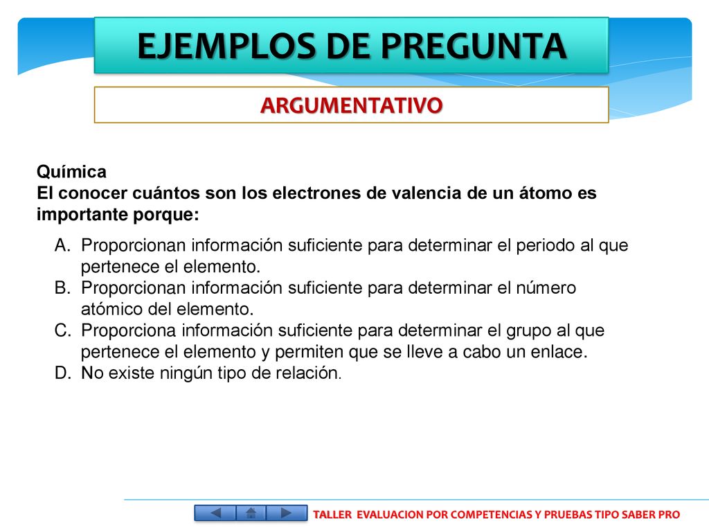 TALLER EVALUACION POR COMPETENCIAS Y PRUEBAS TIPO SABER PRO