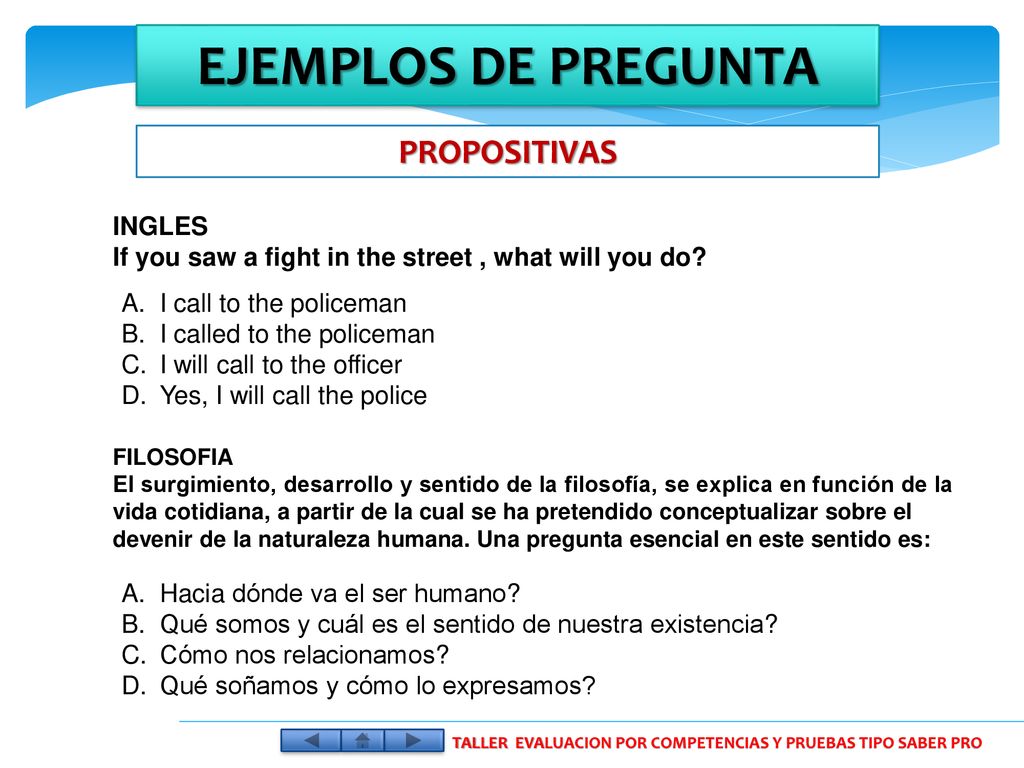 TALLER EVALUACION POR COMPETENCIAS Y PRUEBAS TIPO SABER PRO