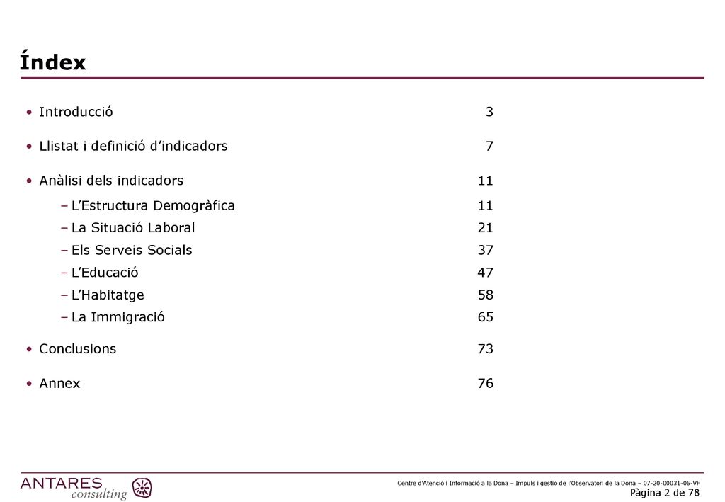 Índex Introducció 3 Llistat i definició d’indicadors 7