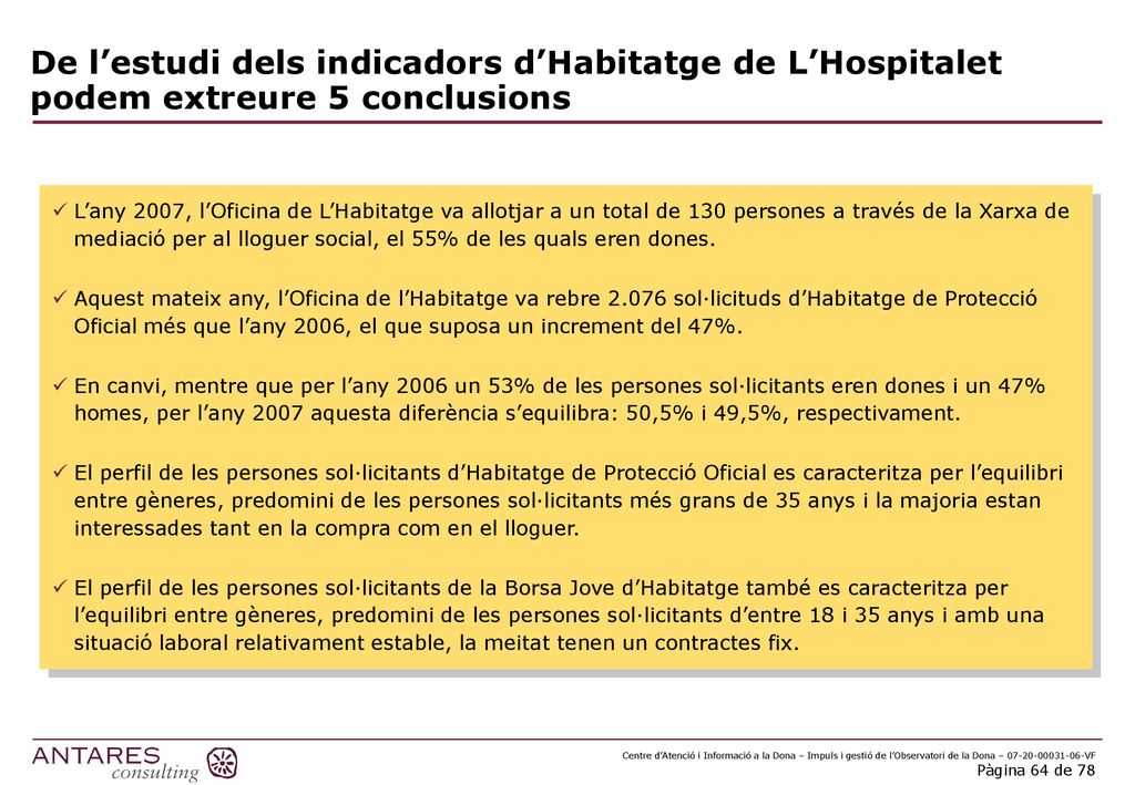 De l’estudi dels indicadors d’Habitatge de L’Hospitalet podem extreure 5 conclusions