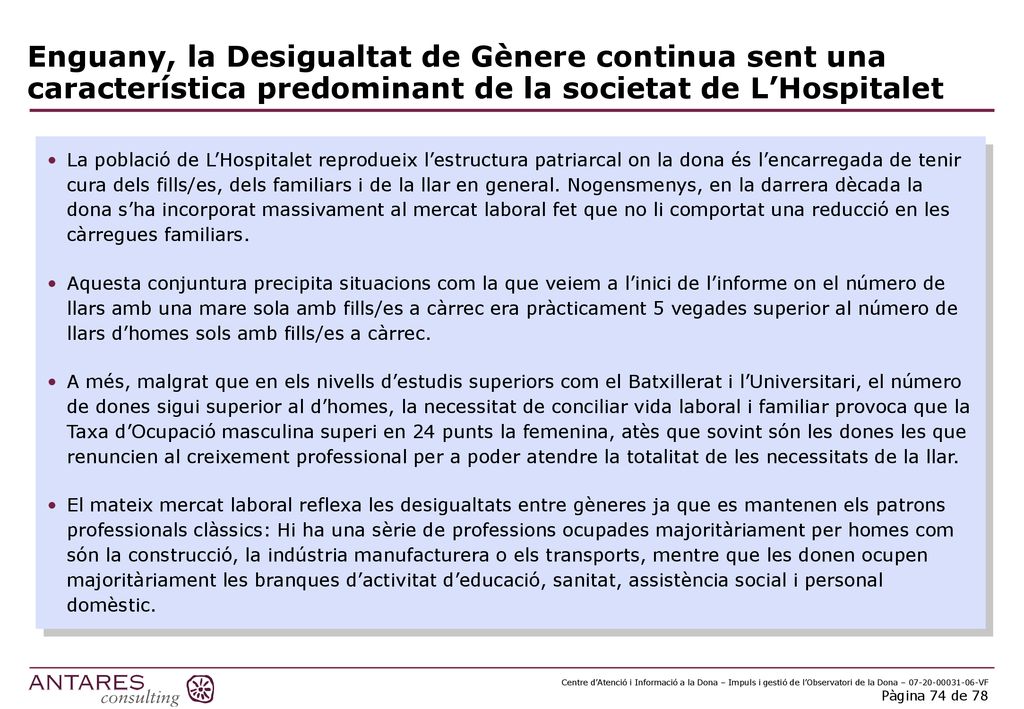 Enguany, la Desigualtat de Gènere continua sent una característica predominant de la societat de L’Hospitalet