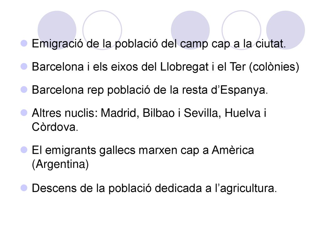 Emigració de la població del camp cap a la ciutat.