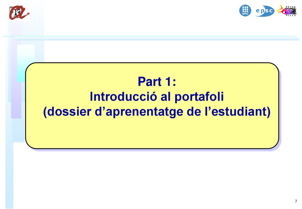 Part 1: Introducció al portafoli (dossier d’aprenentatge de l’estudiant)