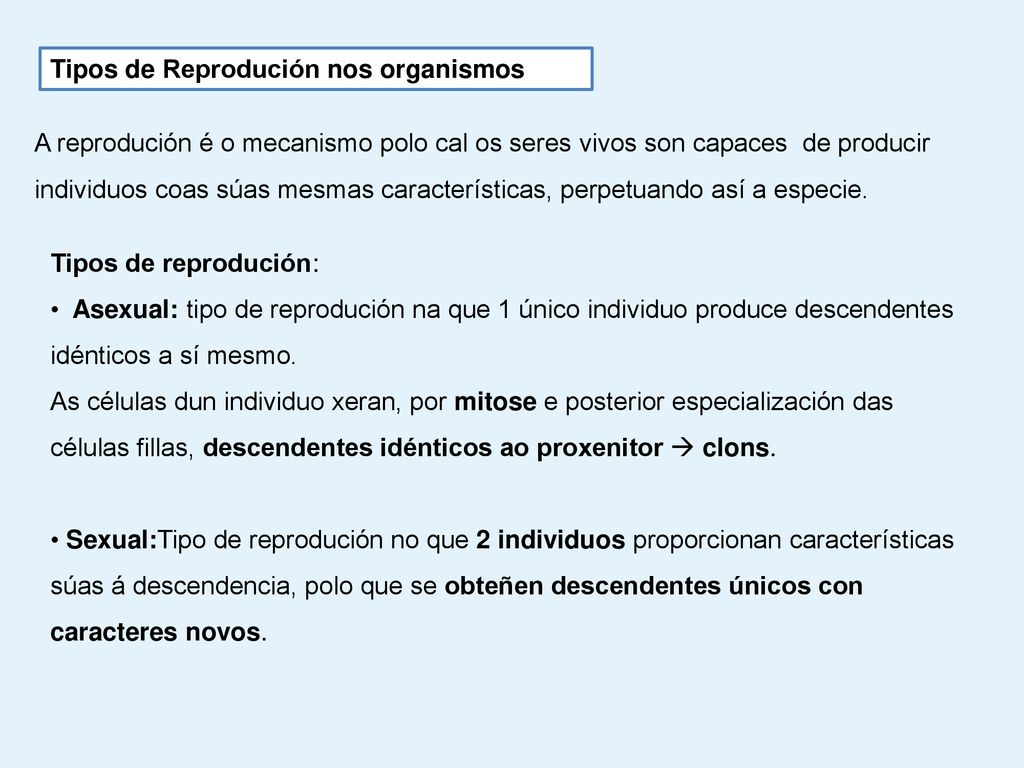 Tipos de Reprodución nos organismos