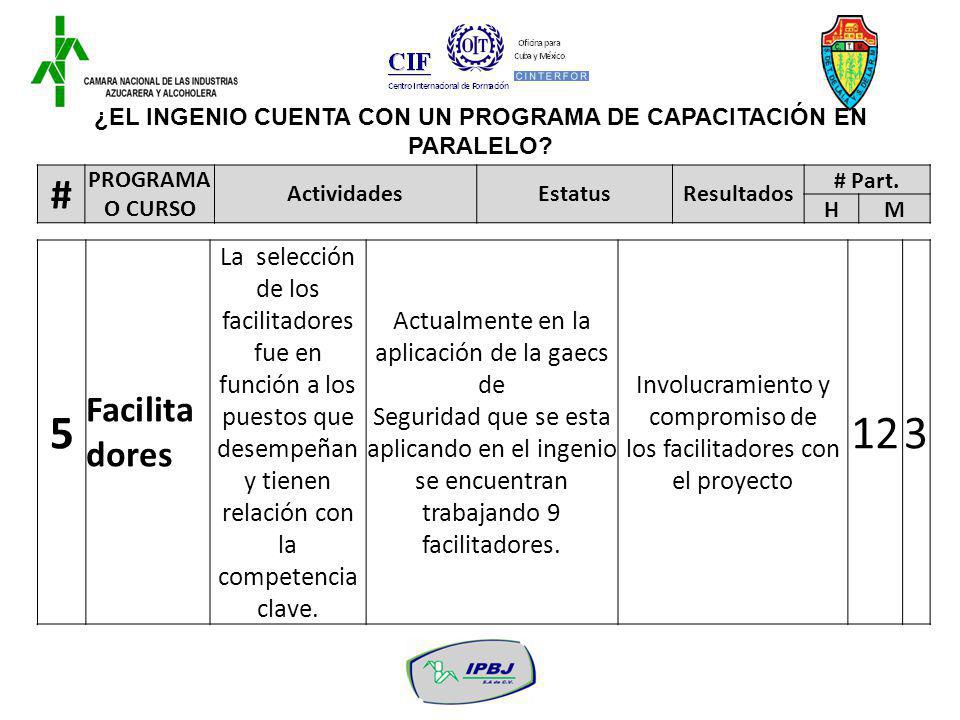 ¿EL INGENIO CUENTA CON UN PROGRAMA DE CAPACITACIÓN EN PARALELO