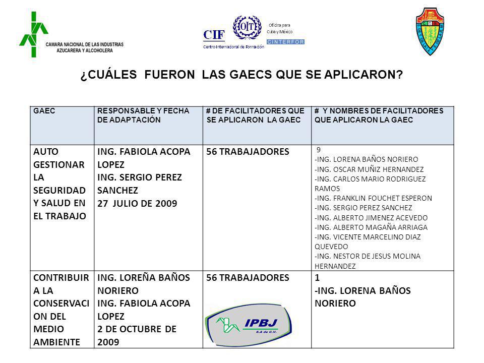 ¿CUÁLES FUERON LAS GAECS QUE SE APLICARON