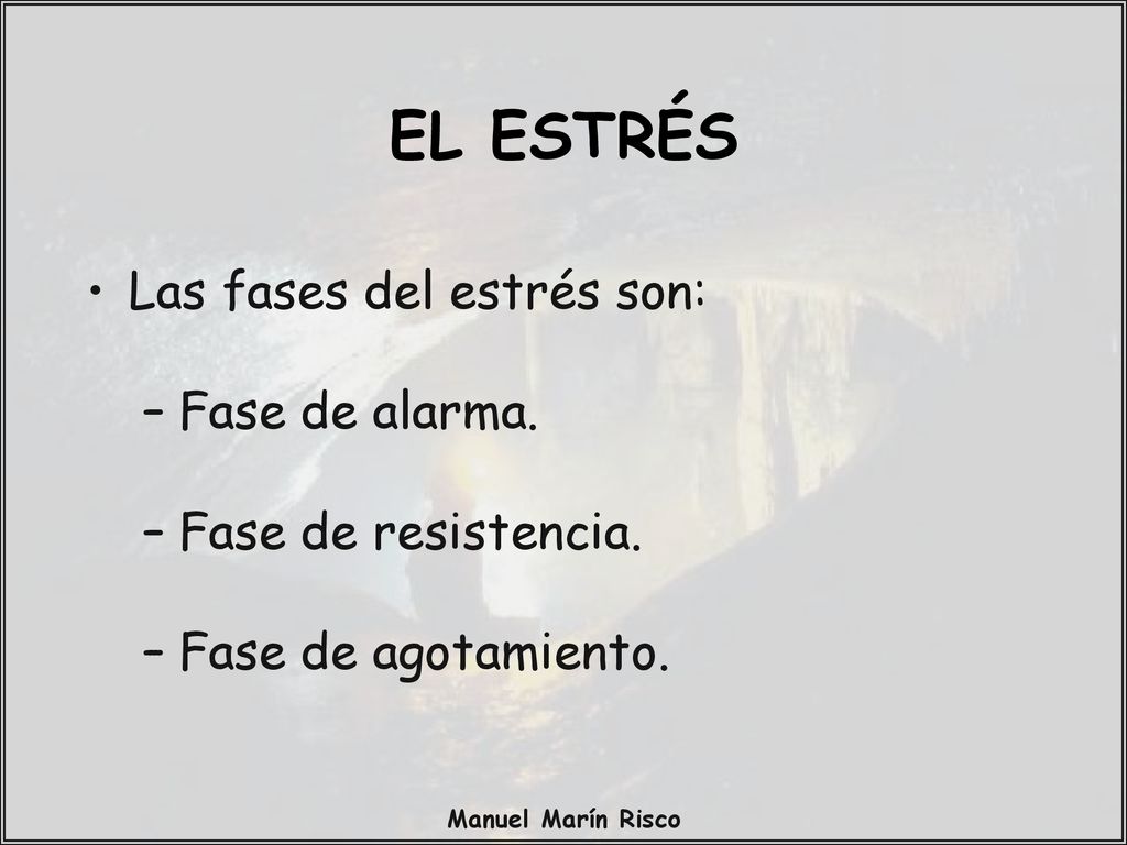 EL ESTRÉS Las fases del estrés son: Fase de alarma.