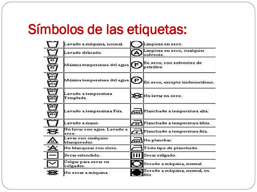 Símbolos de las etiquetas: