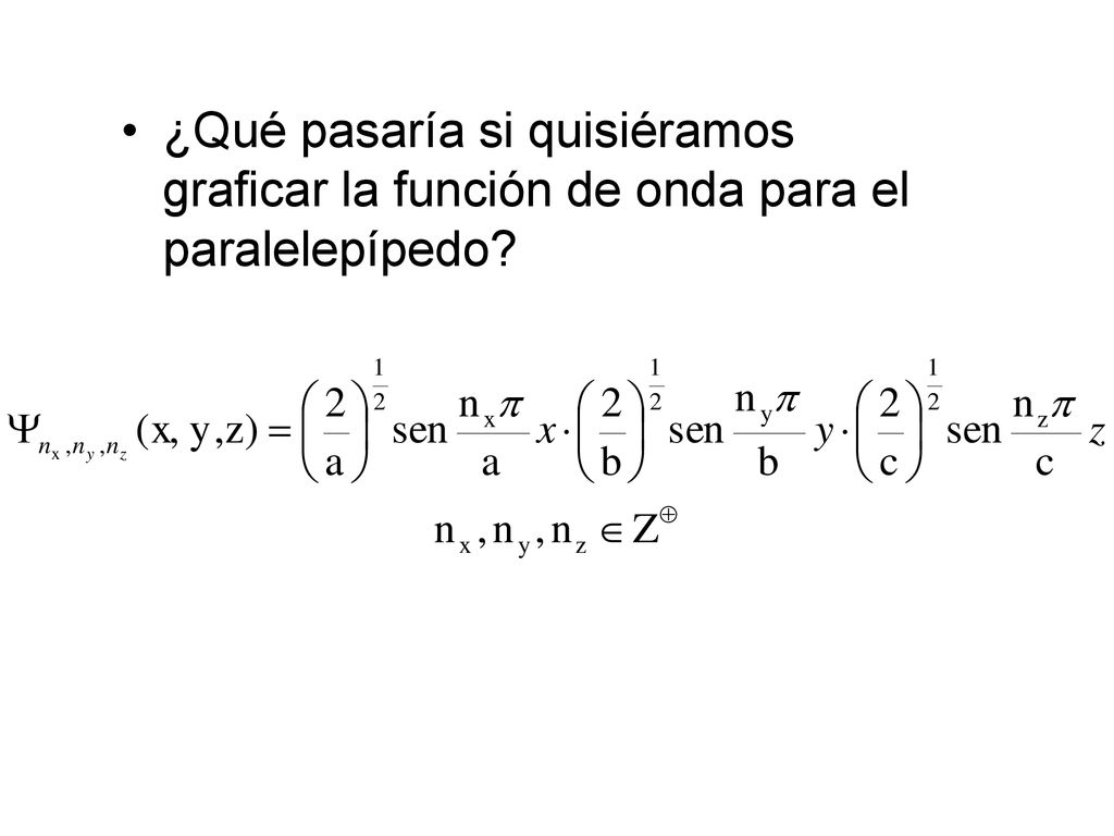 ¿Qué pasaría si quisiéramos graficar la función de onda para el paralelepípedo