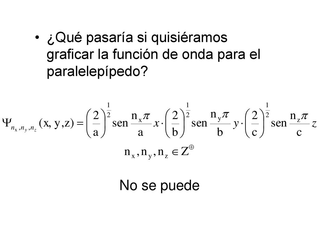 ¿Qué pasaría si quisiéramos graficar la función de onda para el paralelepípedo