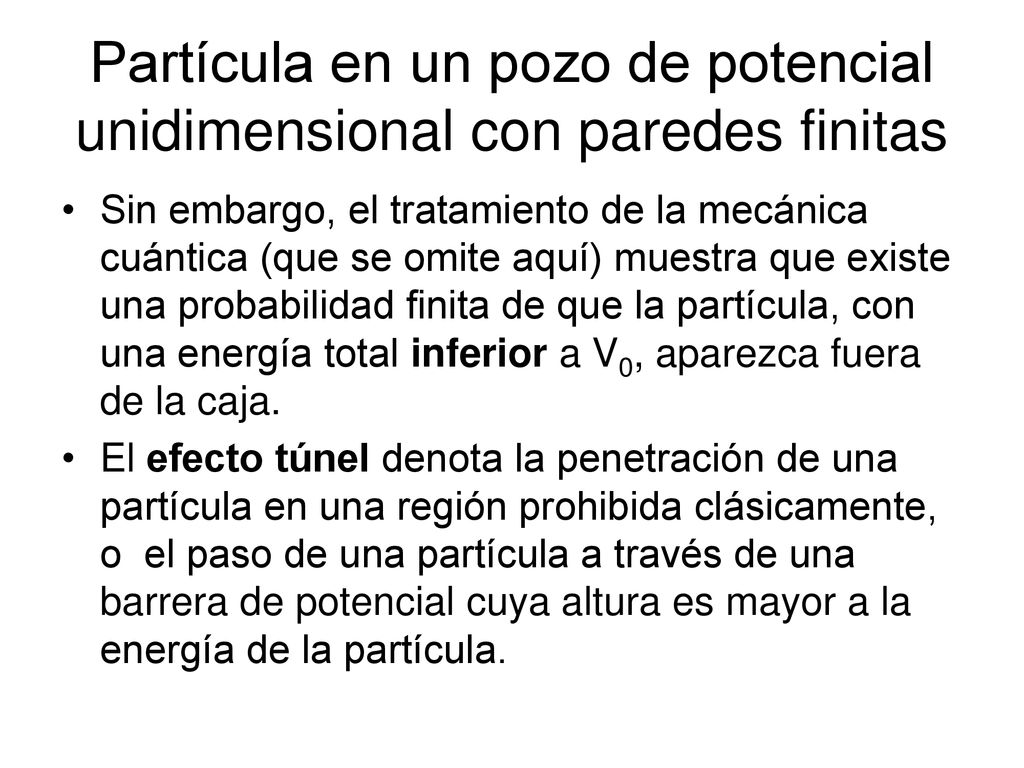 Partícula en un pozo de potencial unidimensional con paredes finitas