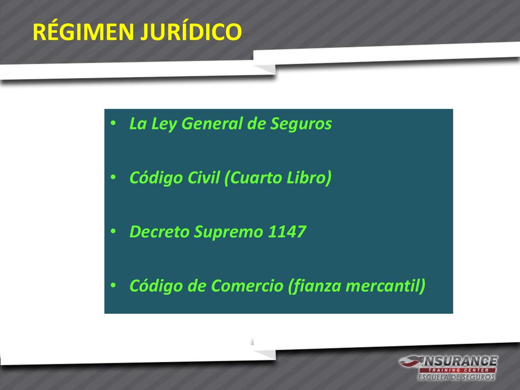 RÉGIMEN JURÍDICO La Ley General de Seguros Código Civil (Cuarto Libro)