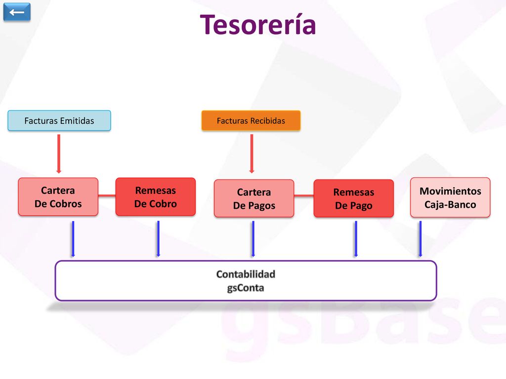 Tesorería ← Cartera De Cobros Remesas De Cobro Cartera De Pagos