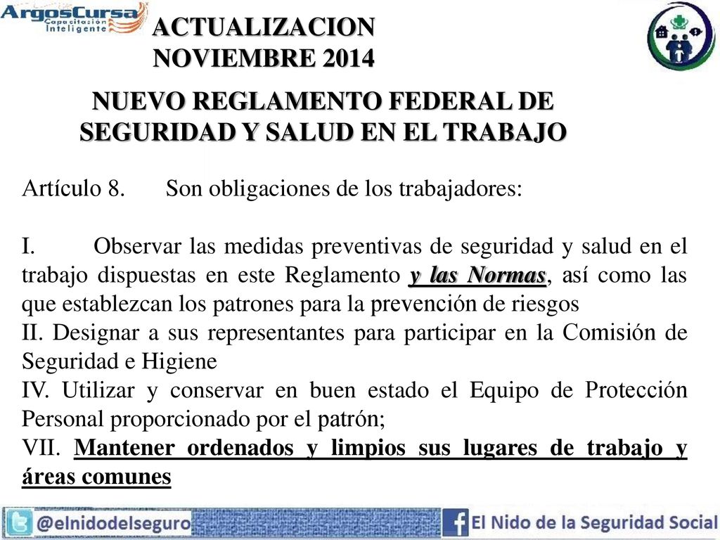 NUEVO REGLAMENTO FEDERAL DE SEGURIDAD Y SALUD EN EL TRABAJO