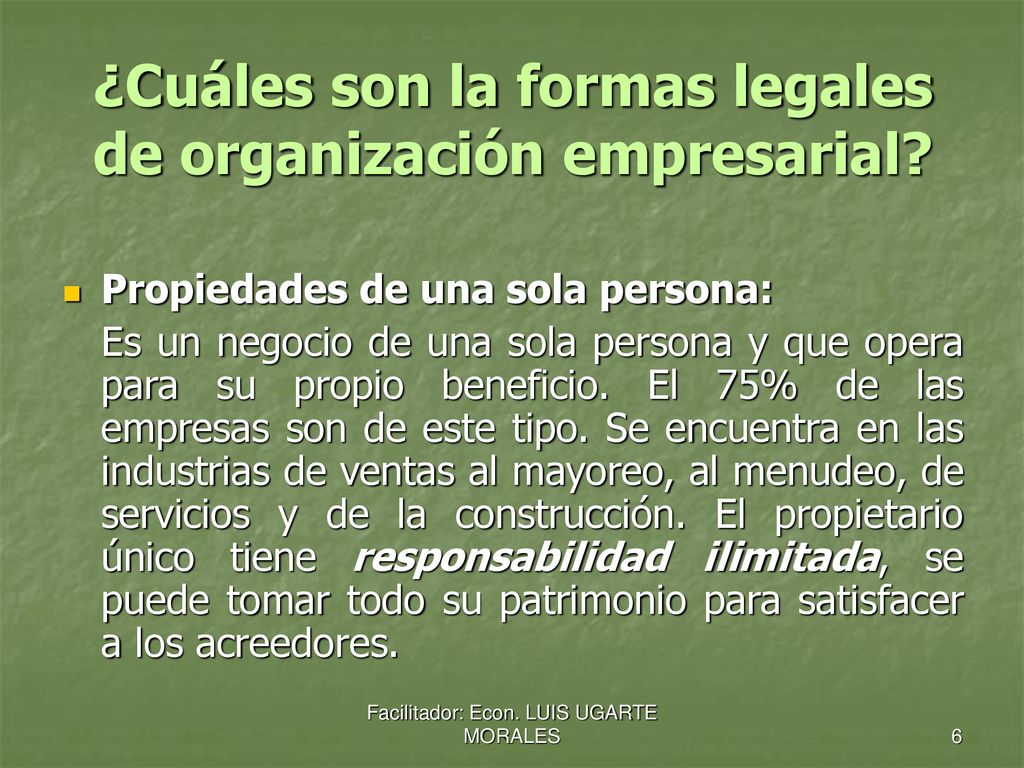 ¿Cuáles son la formas legales de organización empresarial