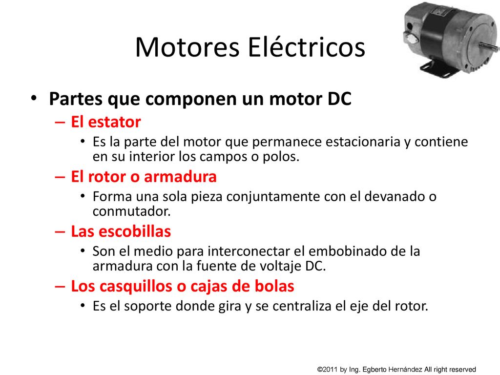Motores Eléctricos Partes que componen un motor DC El estator