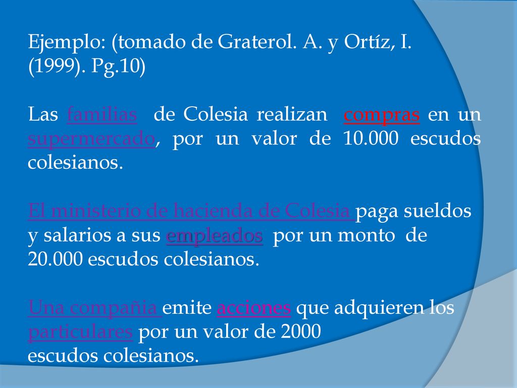 Ejemplo: (tomado de Graterol. A. y Ortíz, I. (1999). Pg.10)