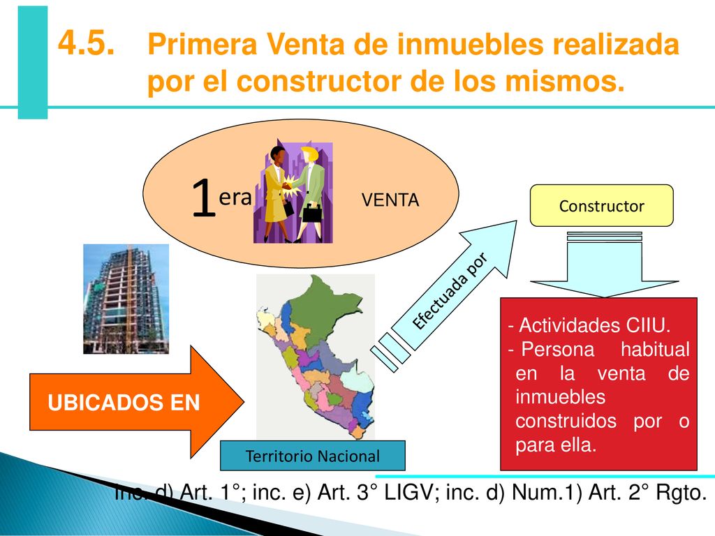 Inc. d) Art. 1°; inc. e) Art. 3° LIGV; inc. d) Num.1) Art. 2° Rgto.