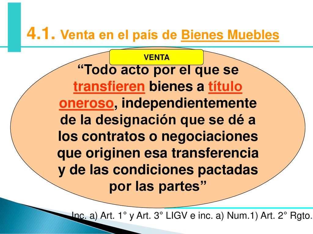 Inc. a) Art. 1° y Art. 3° LIGV e inc. a) Num.1) Art. 2° Rgto.