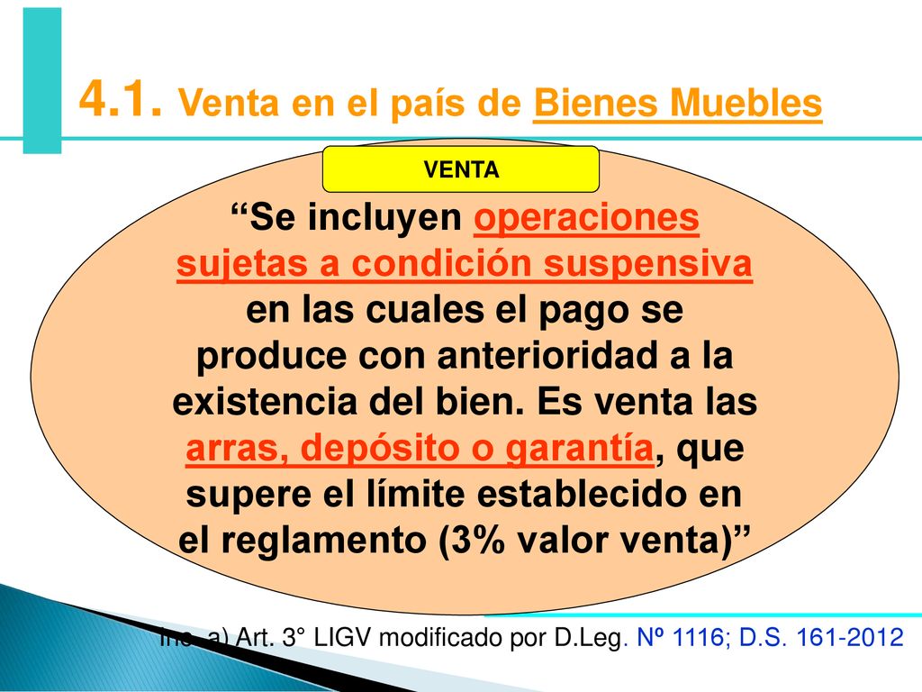 Inc. a) Art. 3° LIGV modificado por D.Leg. Nº 1116; D.S