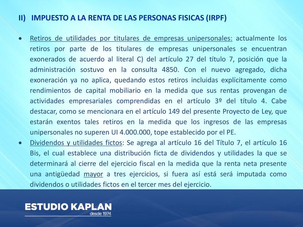 II) IMPUESTO A LA RENTA DE LAS PERSONAS FISICAS (IRPF)