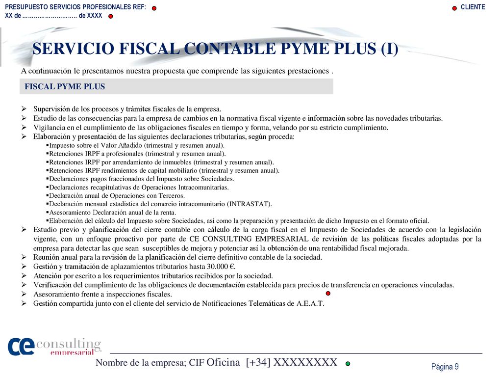 SERVICIO FISCAL CONTABLE PYME PLUS (I)