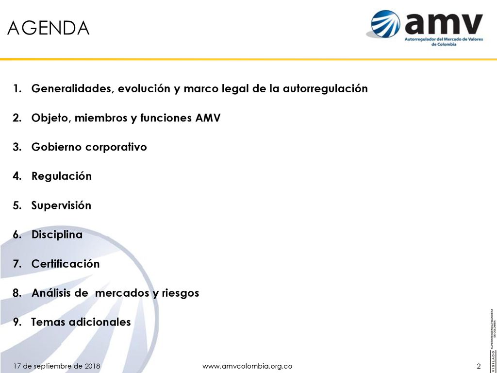 AGENDA Generalidades, evolución y marco legal de la autorregulación