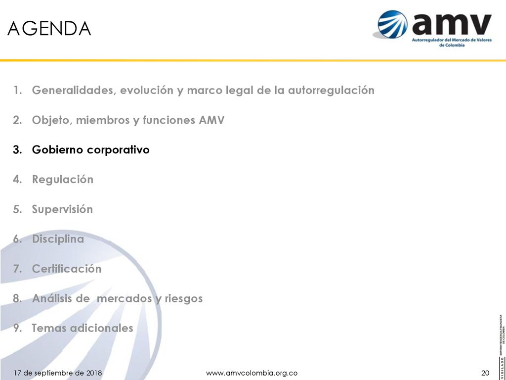 AGENDA Generalidades, evolución y marco legal de la autorregulación