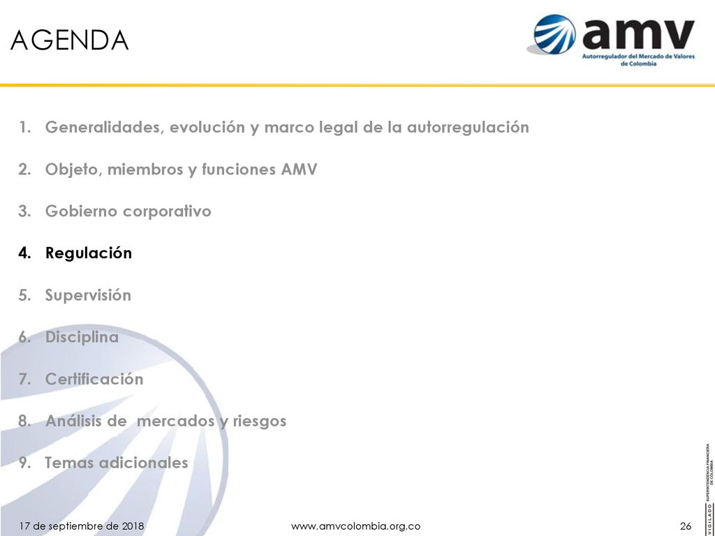AGENDA Generalidades, evolución y marco legal de la autorregulación