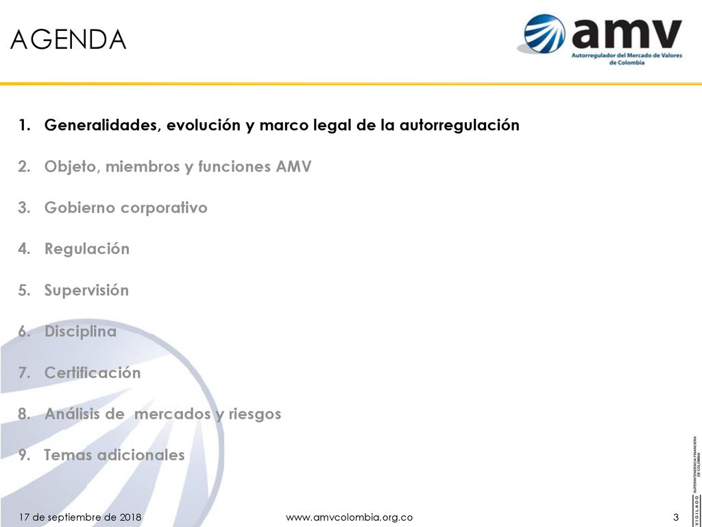 AGENDA Generalidades, evolución y marco legal de la autorregulación